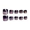 Black Artificial False Nails Tips Bling Bling False Toenails Full Warp False Nai