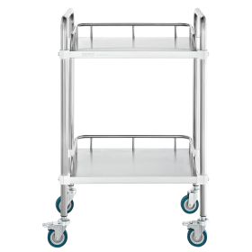 VEVOR Lab Rolling Cart, 2-Shelf Stainless Steel Rolling Cart, Lab Serving Cart with Swivel Casters, Dental Utility Cart for Clinic, Lab, Hospital