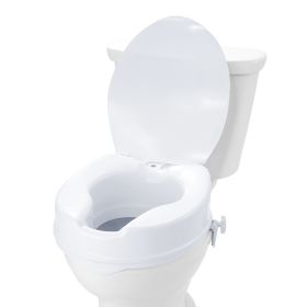 VEVOR Raised Toilet Seat, 4" Height Raised, 300 lbs Weight Capacity, Universal Toilet Seat Riser, Screw Rod Locking, with Toilet Seat, for Elderly