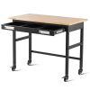VEVOR 48" Workbench on Wheels Wood Top Work Table with Drawer Organizer 1500 lbs