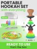 Rasta Hookah Set 2 Hose Hookah LilOne 12 inch Colorful Hookah 2 Hose Hookah Set with 50x Foil Hookah Bowl 10x Tips 2x Mouthpiece 2x Colorful Hose with