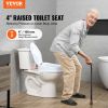 VEVOR Raised Toilet Seat, 4" Height Raised, 300 lbs Weight Capacity, Universal Toilet Seat Riser, Screw Rod Locking, with Toilet Seat, for Elderly